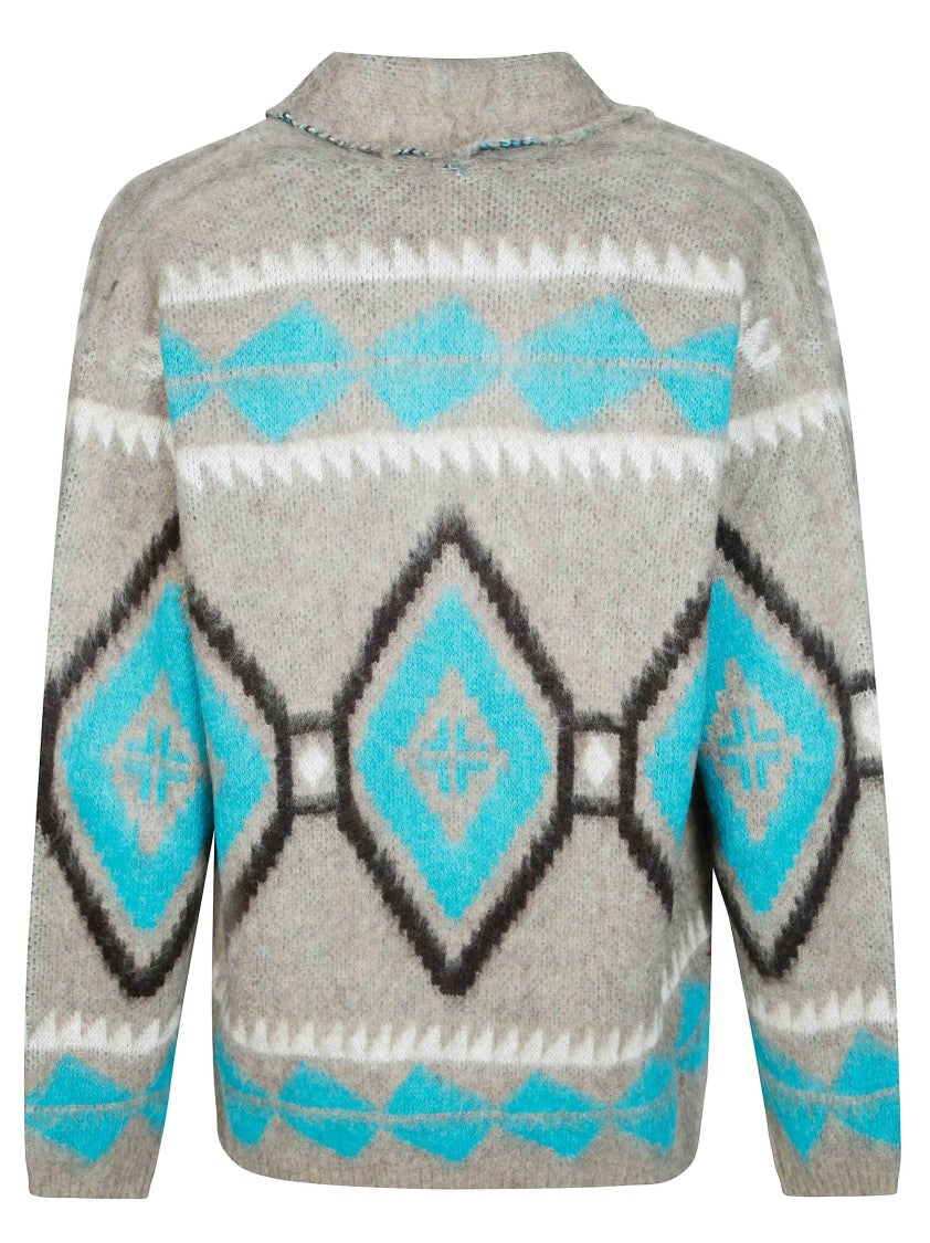 Amaranto Geometric Patterned Buttoned Cardigan