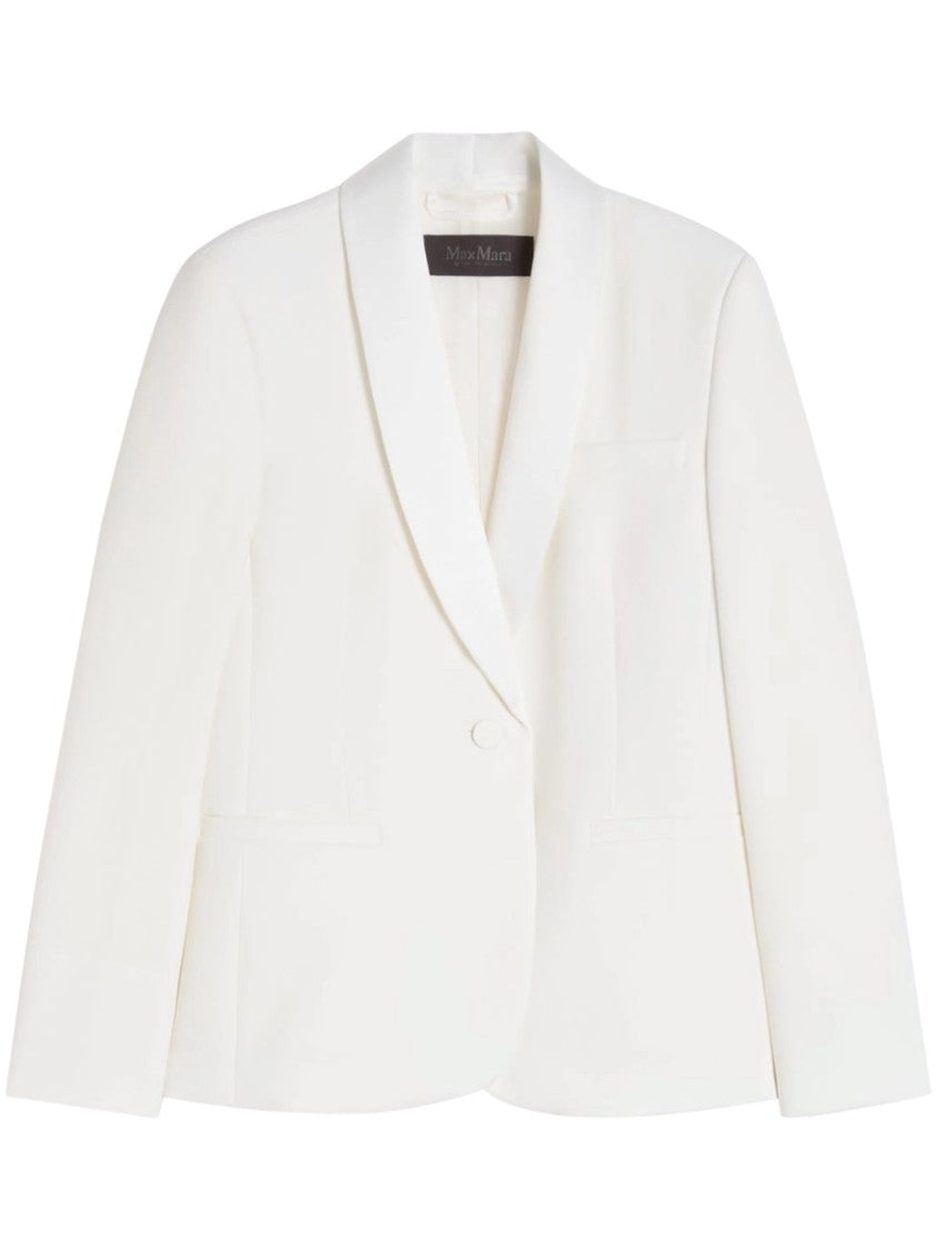 Max Mara Structured White Tailored Jacket With Shawl Collar