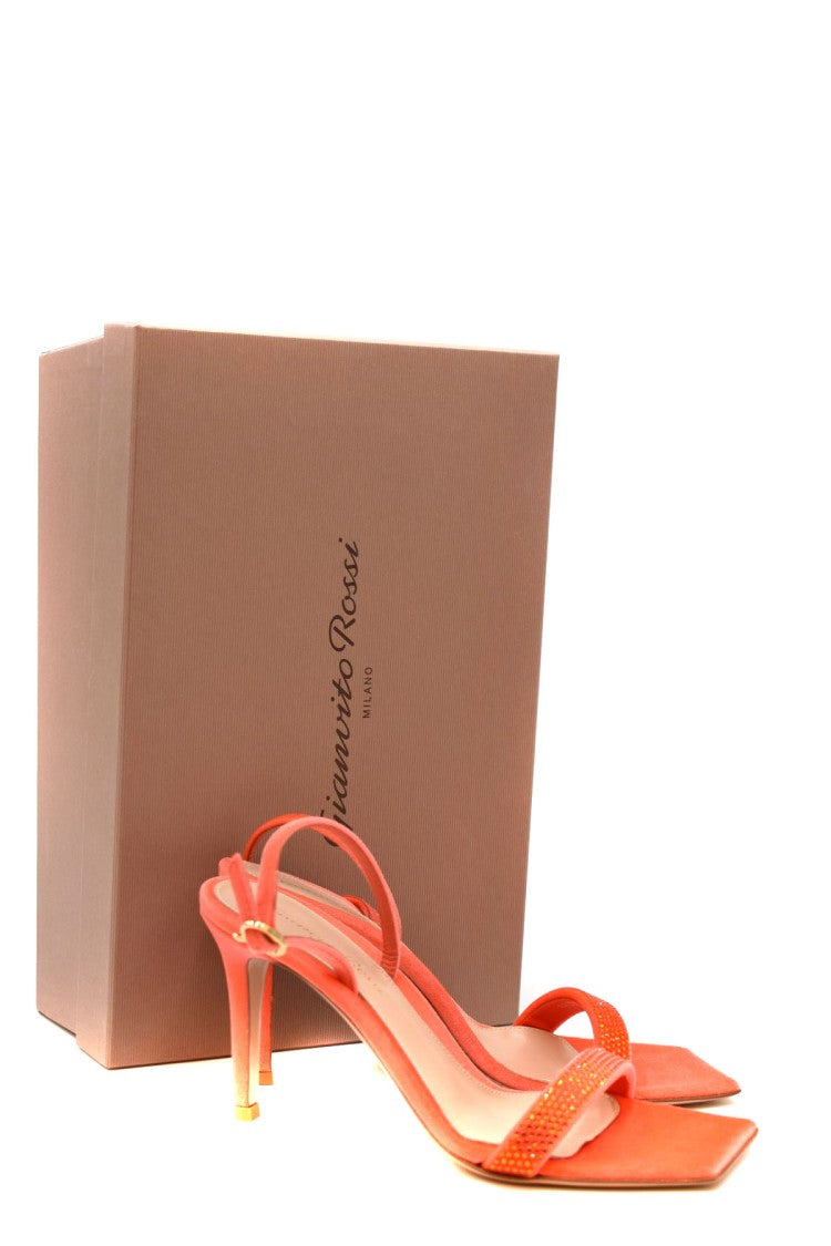 Gianvito Rossi Coral Britney Slingback Velvet Sandals