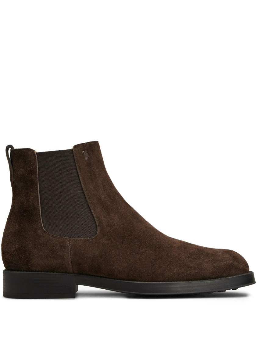 Tod's Brown Suede Elasticated Ankle Boots