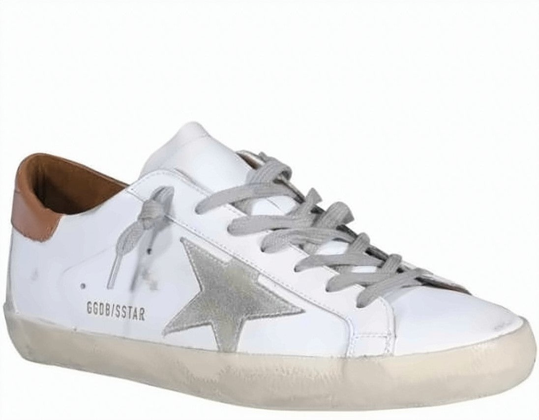 Golden Goose White Leather And Suede Sneakers With Vintage Aesthetic