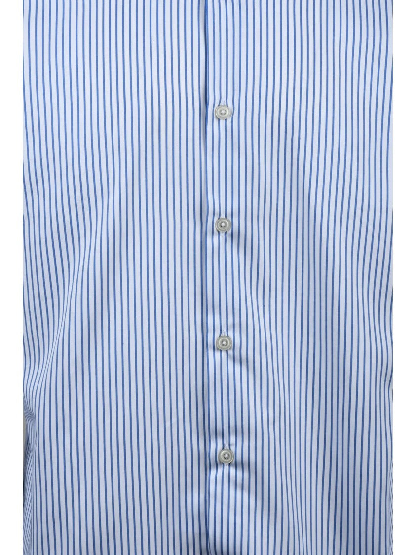 Ghirardelli Tailored Stripe Pattern Cotton Shirt For Casual Elegance