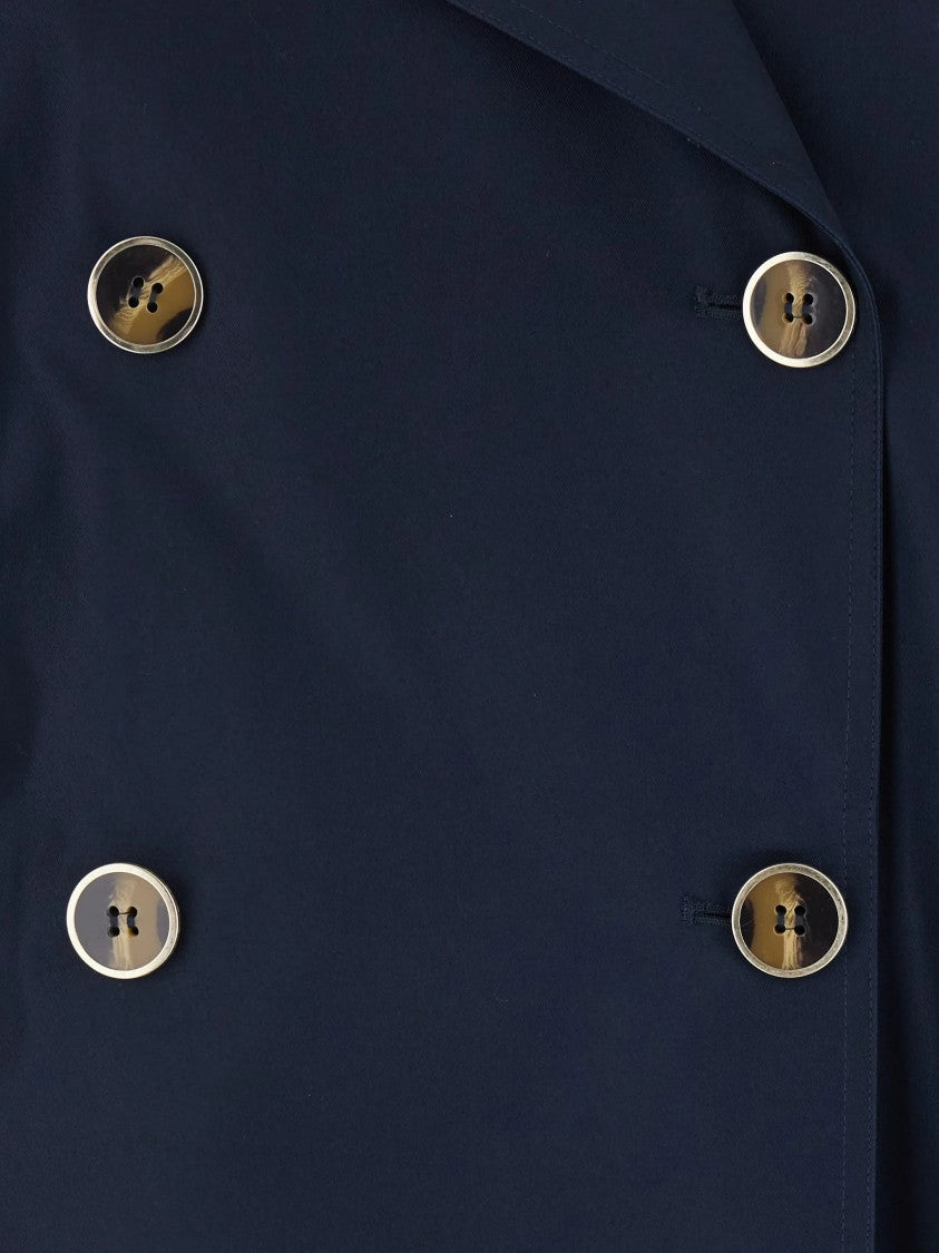 Twin-Set Blue Caban Cropped Double-Breasted Peacoat