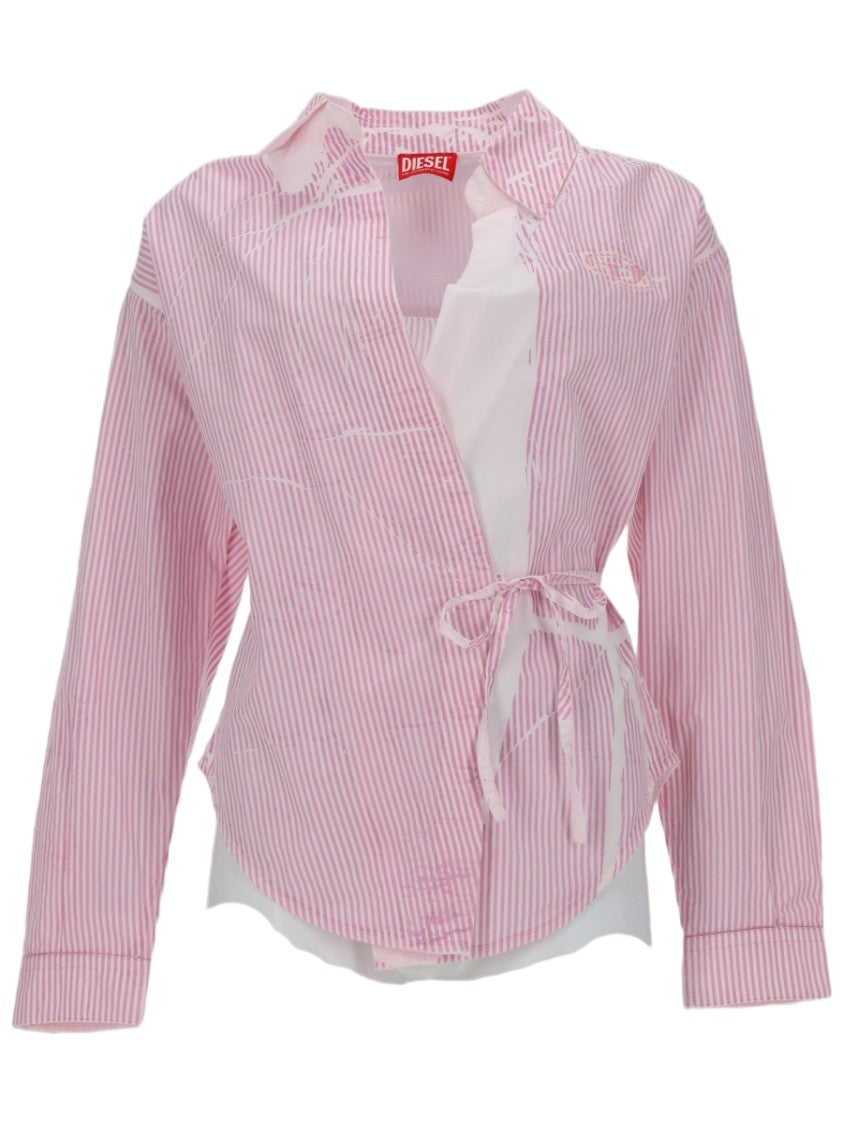 Diesel Pink Vertical Seam Wrap Blouse