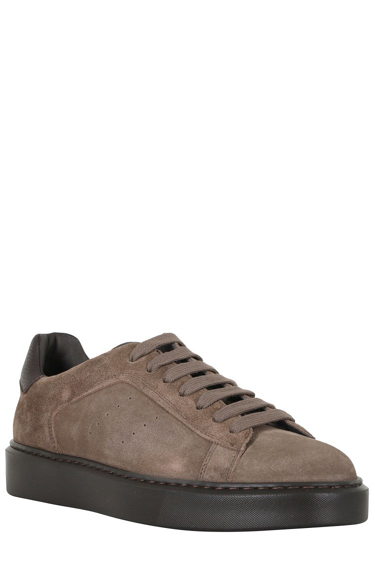 Doucal's Clay Suede Leather Low-Top Sneakers