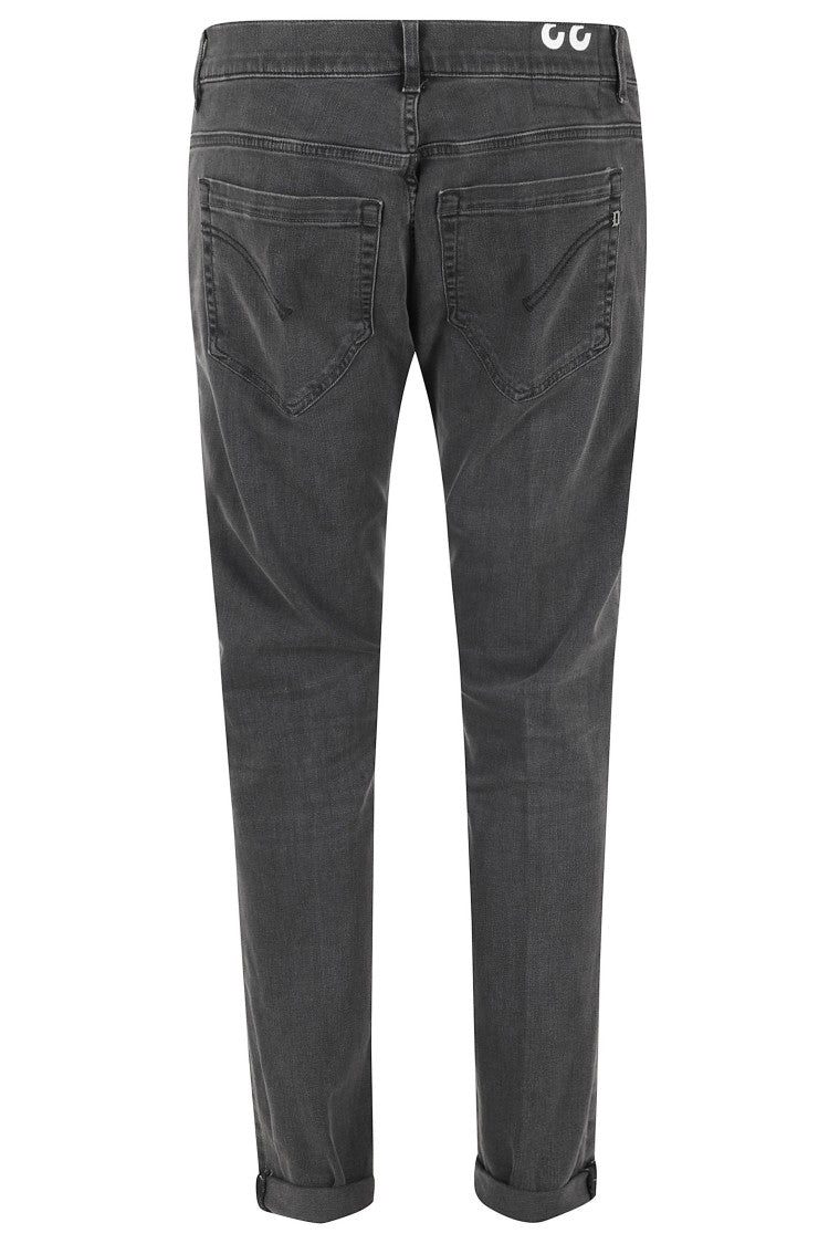 Dondup Black 5-Pocket Skinny George Cotton-Blend Straight-Leg Jeans