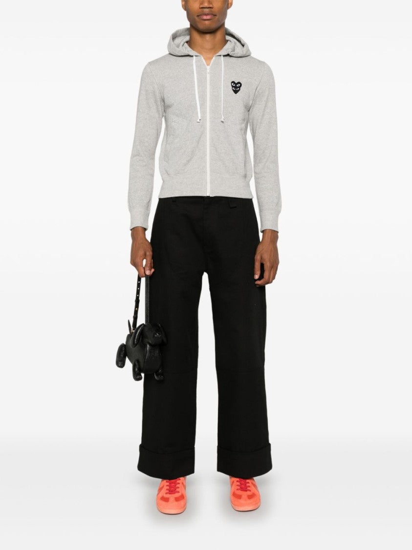 Comme Des Garçons Zip-Up Hoodie With Distinctive Embroidered Heart Emblem