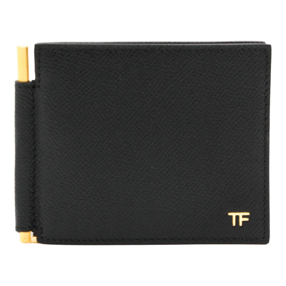 Tom Ford Textured Black Bi-Fold Wallet With Gold-Tone Accent