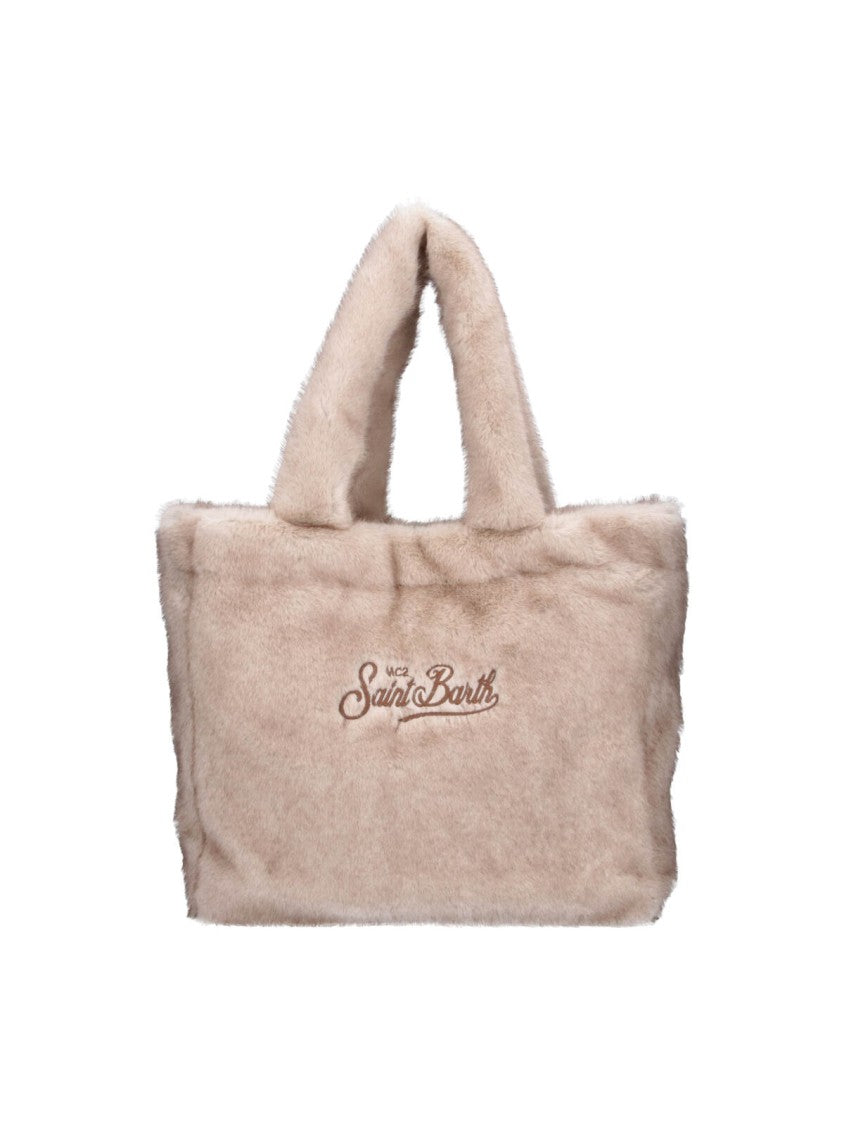 Mc2 Saint Barth Beige Colette Soft Fur Plush Faux Fur Tote Bag