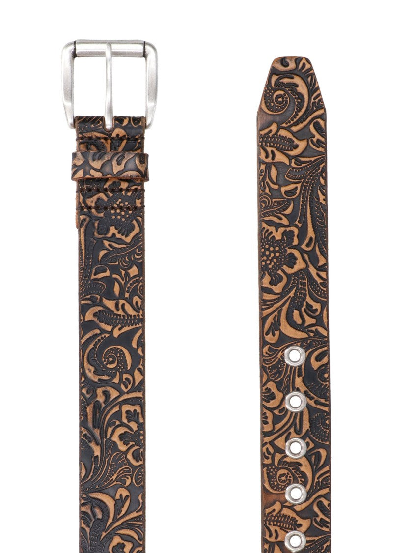 Our Legacy Black Paisley Printed Leather Belt