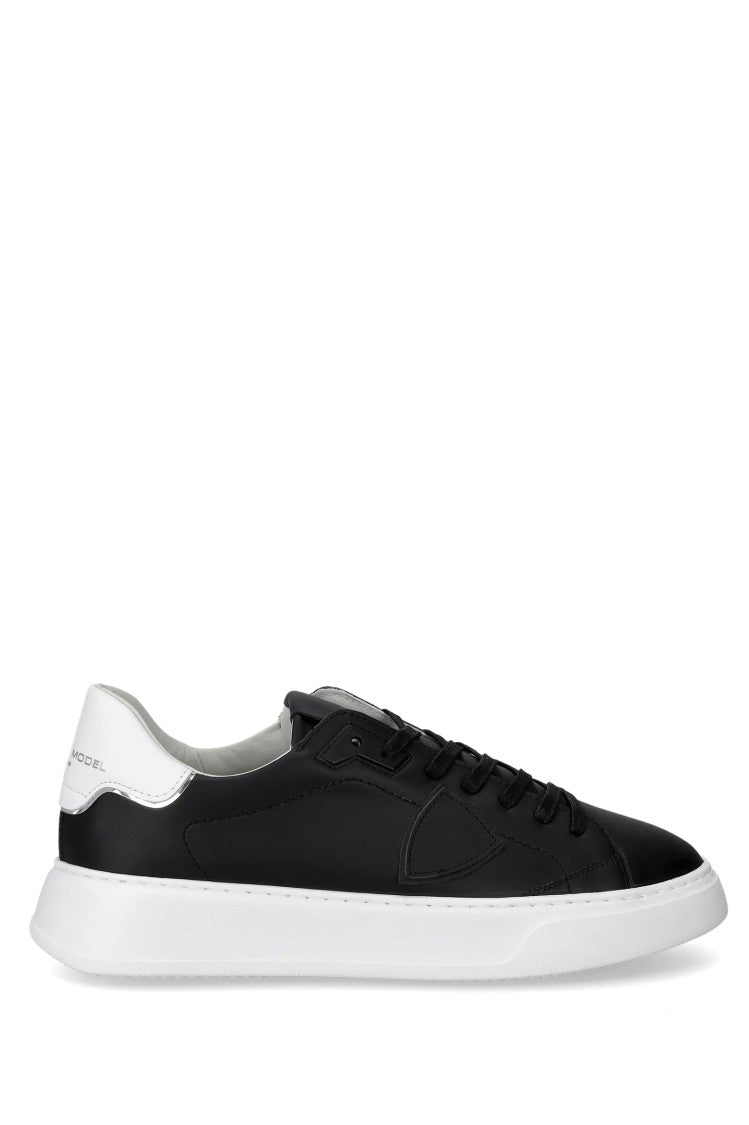 Philippe Model Temple Black White Trim Leather Sneakers