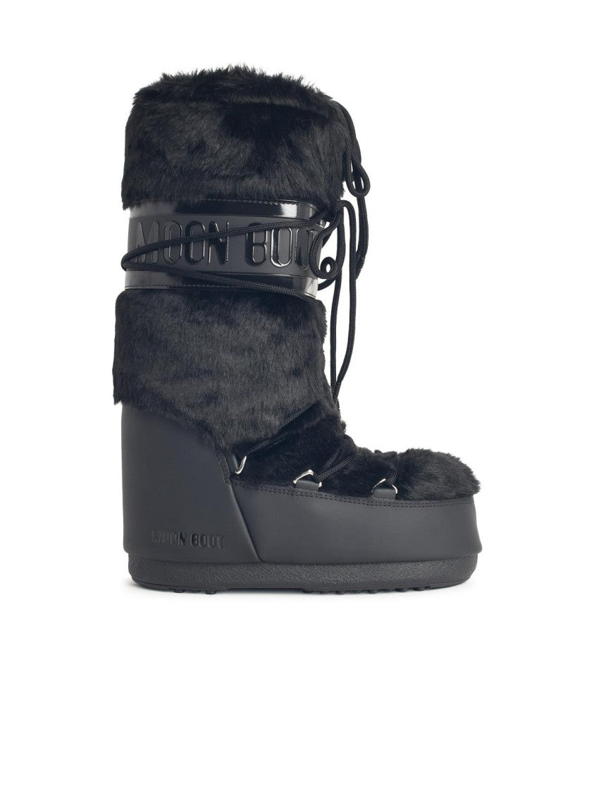 Moon Boot Black Faux Fur Boots