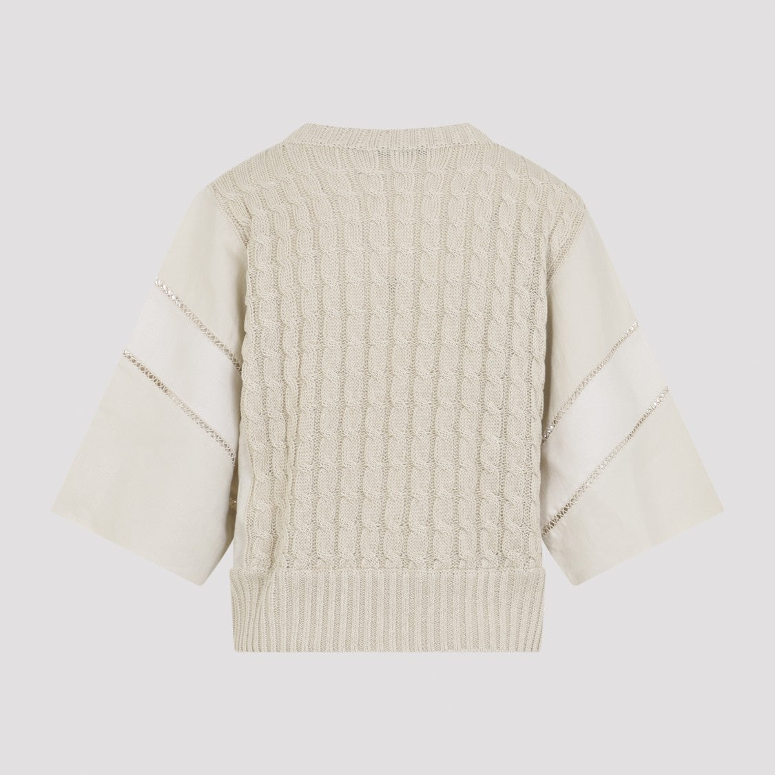 Max Mara Cable Knit Sweater With Openwork Sleeve Detail