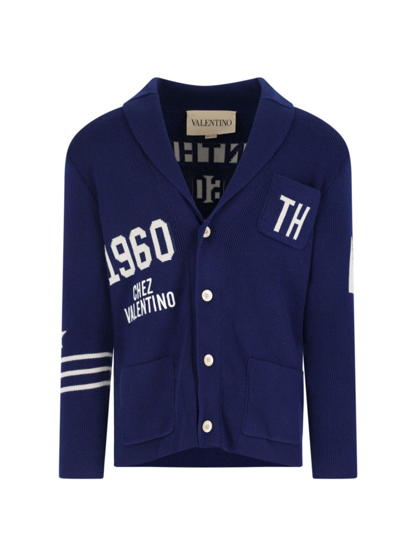 Valentino "Chez Valentino" Wool Cardigan – Navy