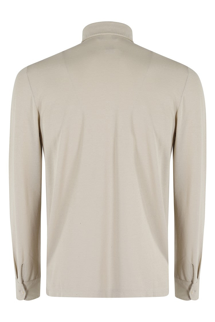 Zanone Ice Cotton Long-Sleeve Polo With Classic Collar