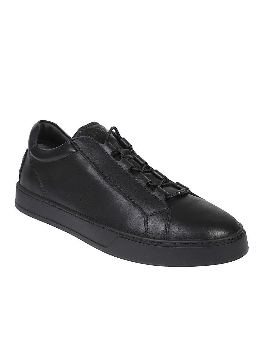 Tod's Minimalist Black Low-Top Sneakers With Elasticated Lacing