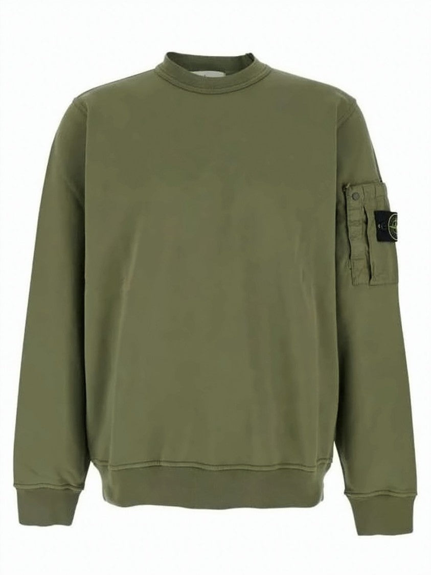 Stone Island Olive Green Relaxed Fit Crewneck Sweatshirt