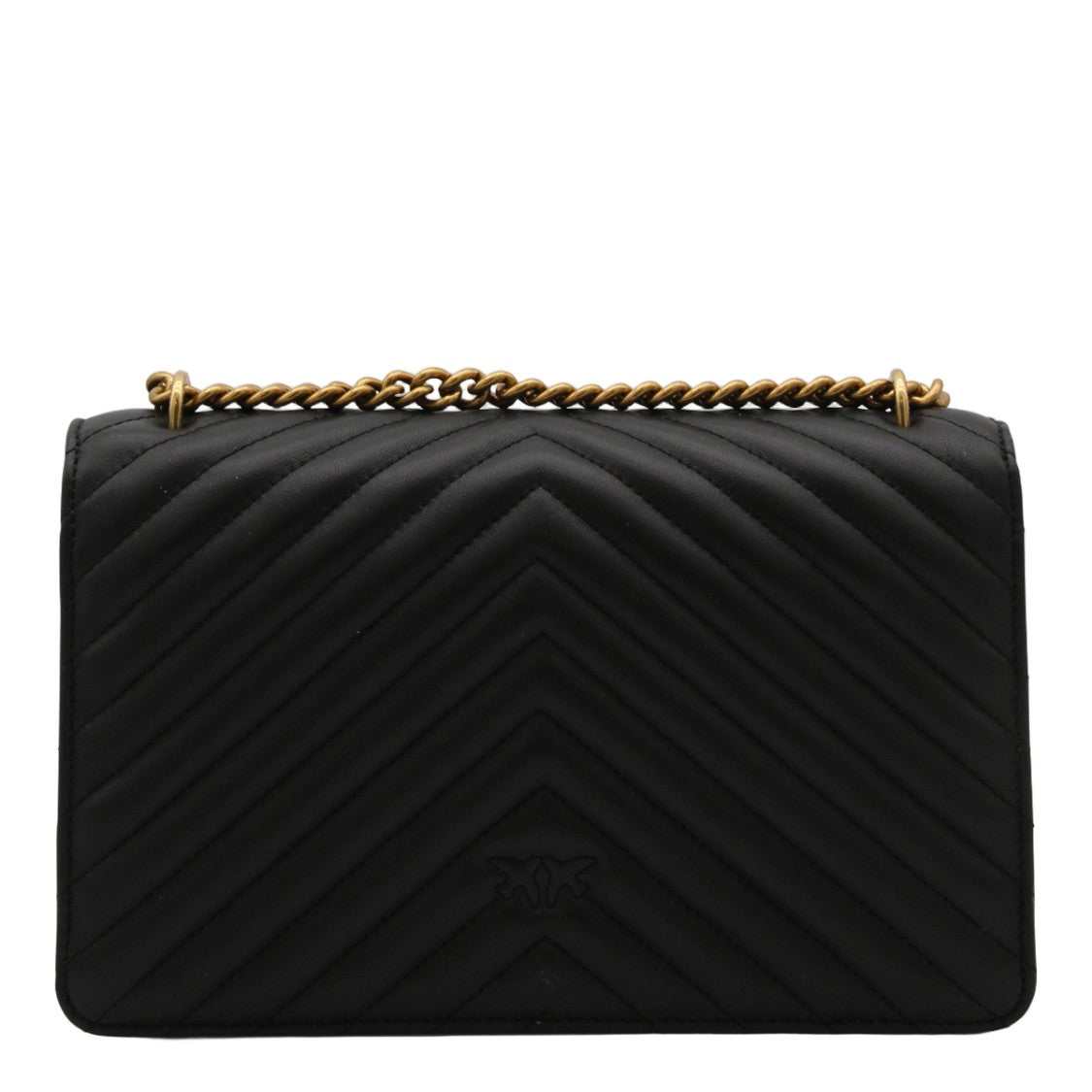 Pinko Quilted Black Shoulder Bag With Chevron Pattern