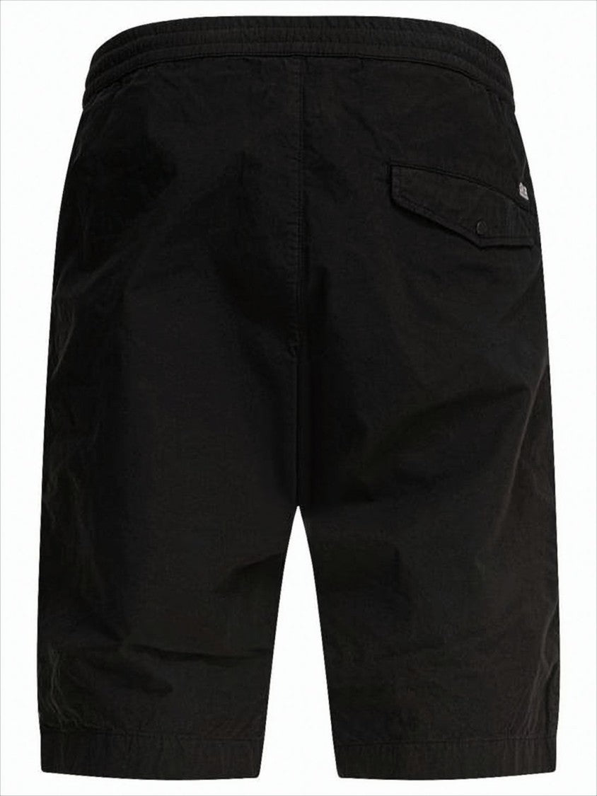 C.P. Company Relaxed Fit Black Shorts With Button Closure