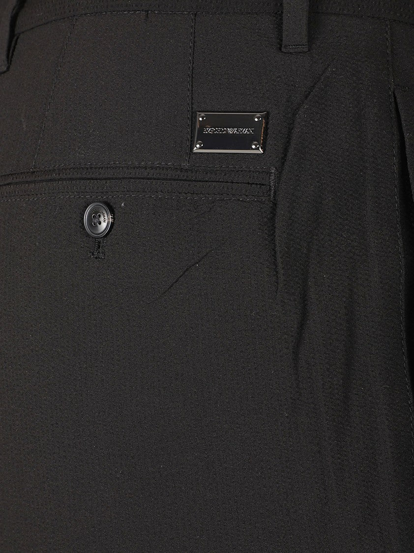 Emporio Armani Tailored Fit Straight Leg Trousers With Subtle Pleats And Refined Details
