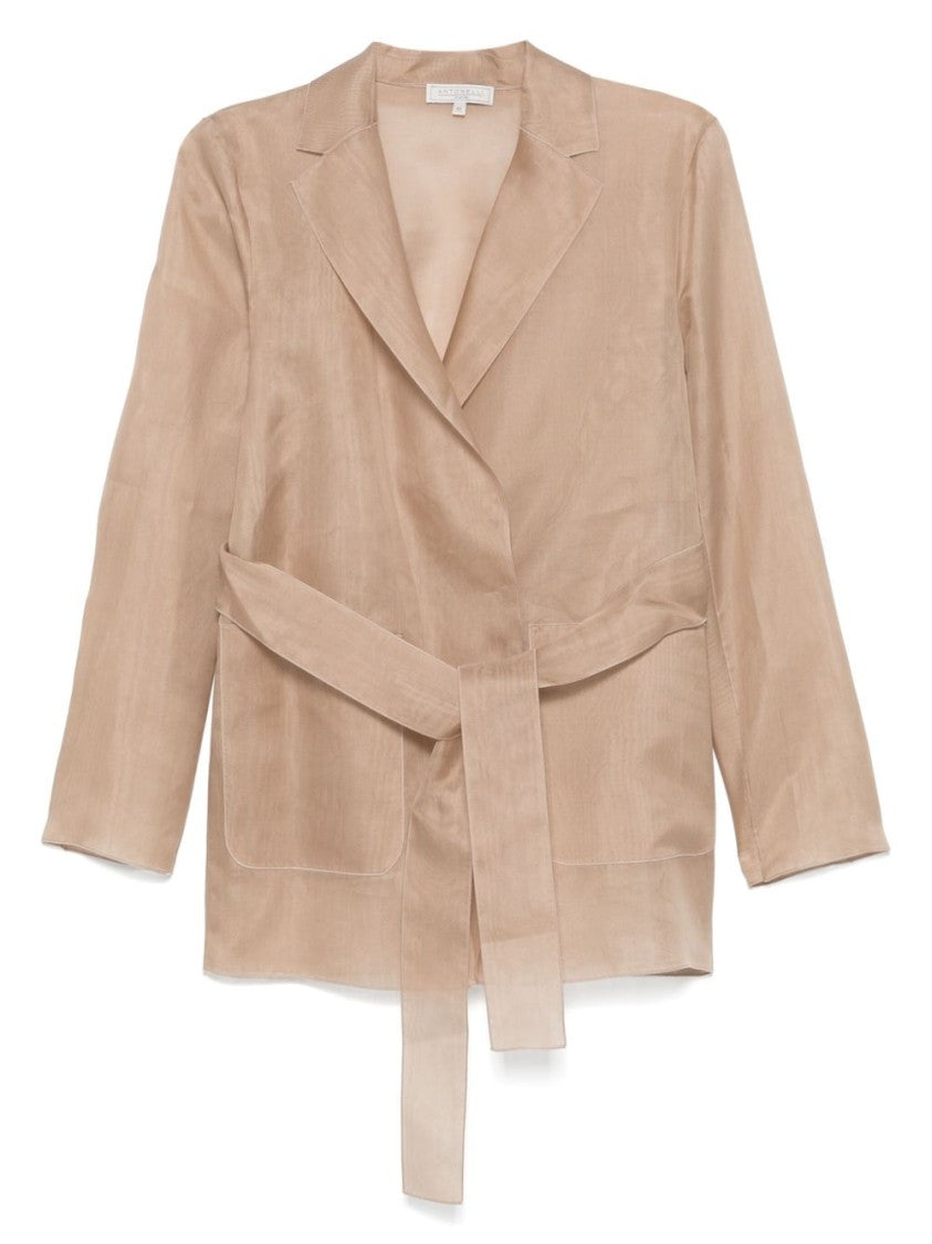 Antonelli Belted Silk Jacket With Classic Lapel