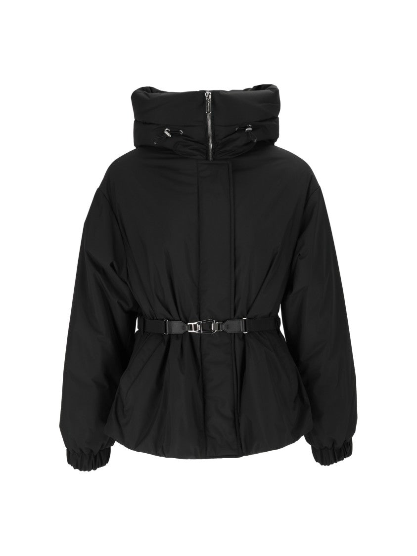 Moorer Glarea-Stp Black Padded High-Collar Belted Jacket
