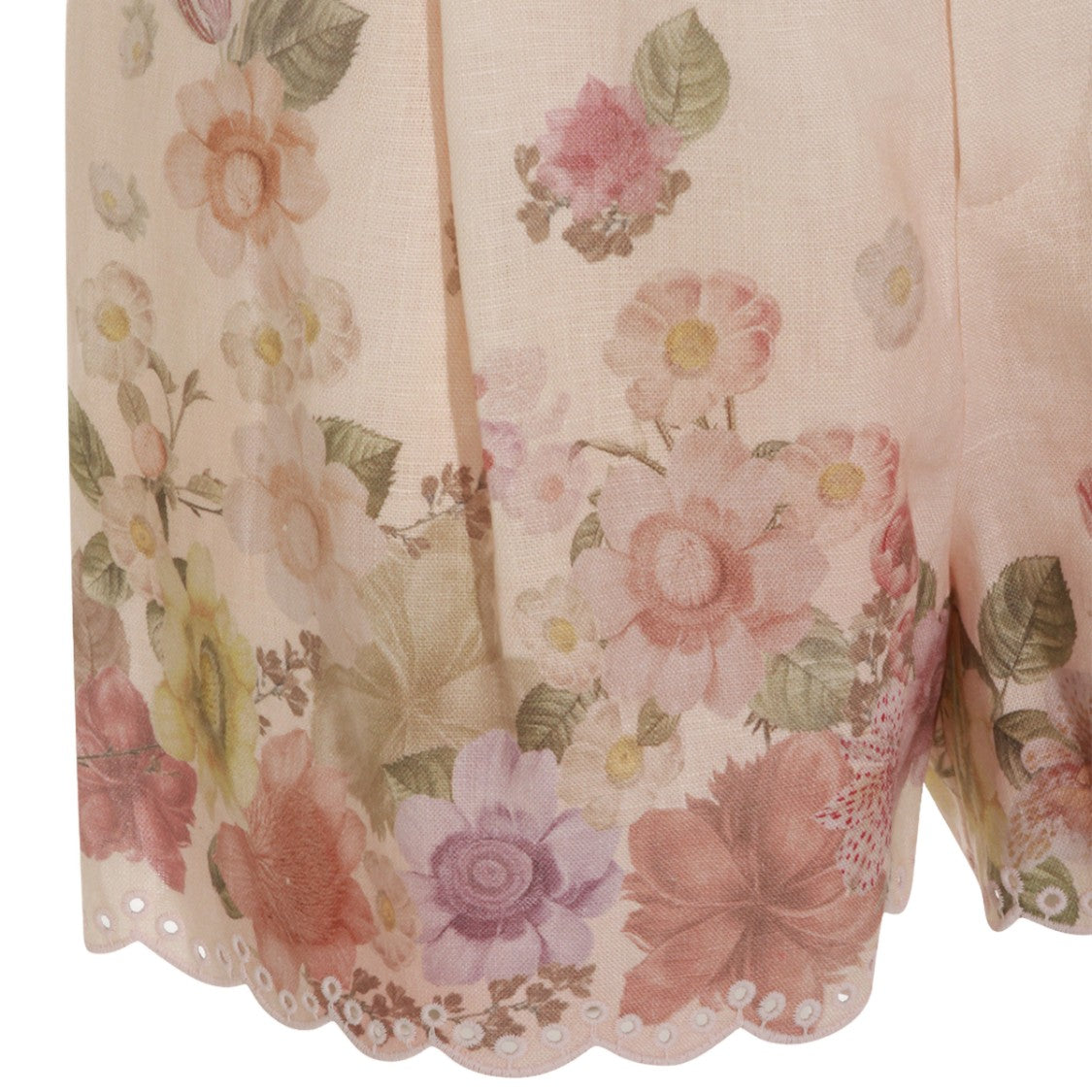 Twin-Set Floral Print Shorts With Scalloped Edge