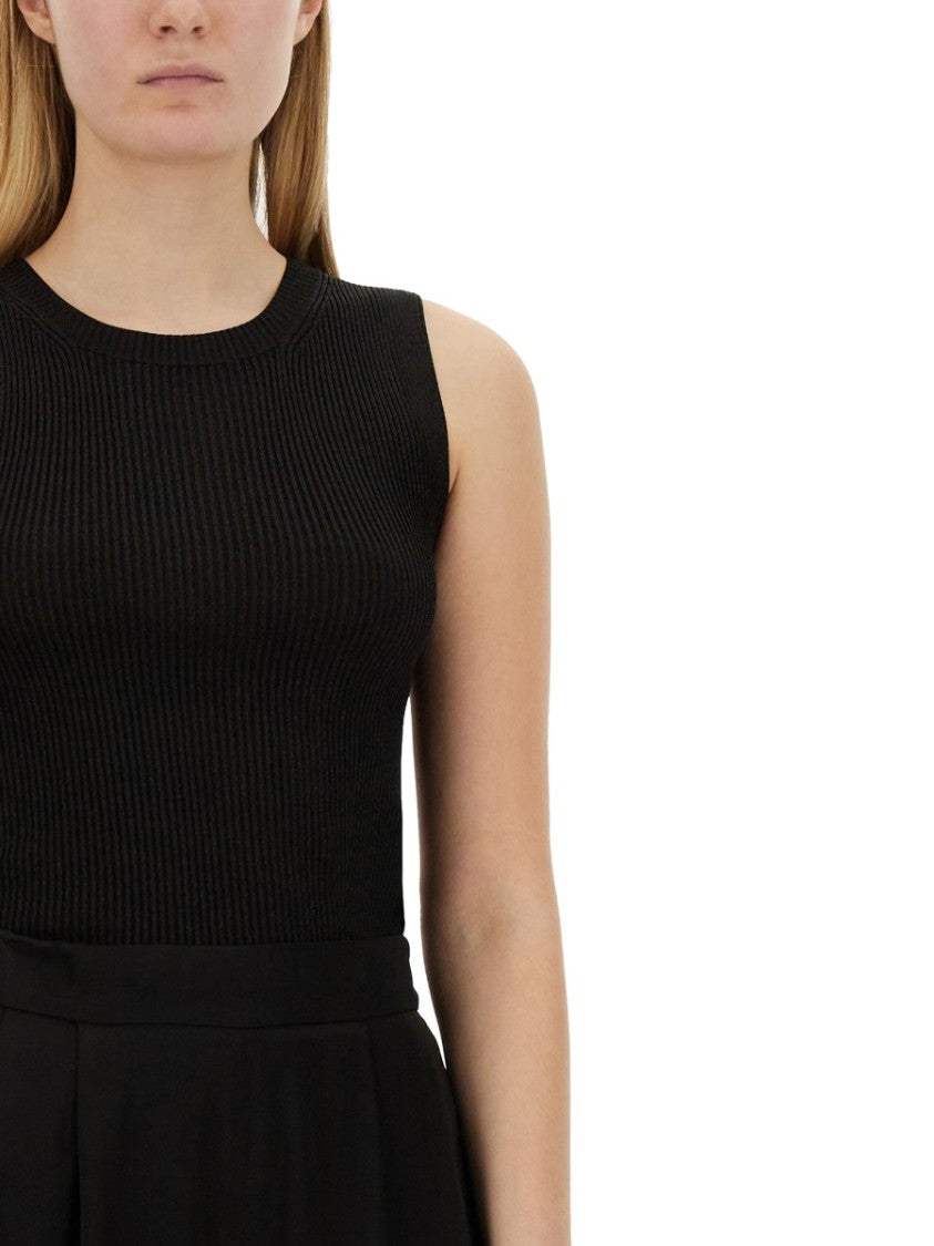 Fabiana Filippi Ribbed Black Slim-Fit Knitted Top