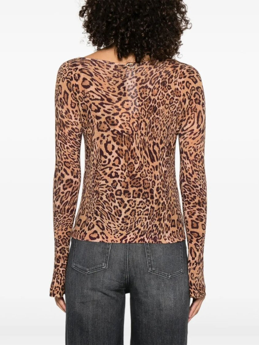 Twin-Set Leopard Print Wool Sweater