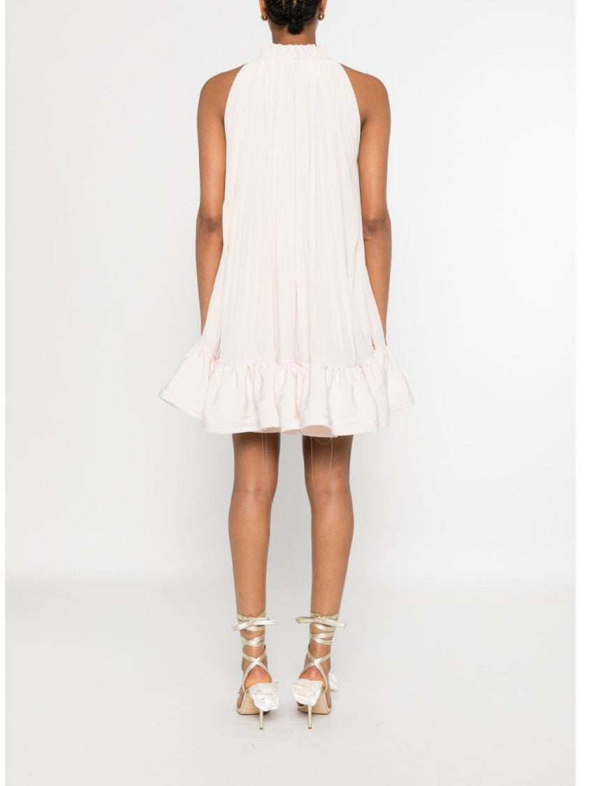Lanvin Light Pink Ruffled Hem Frilled Dress