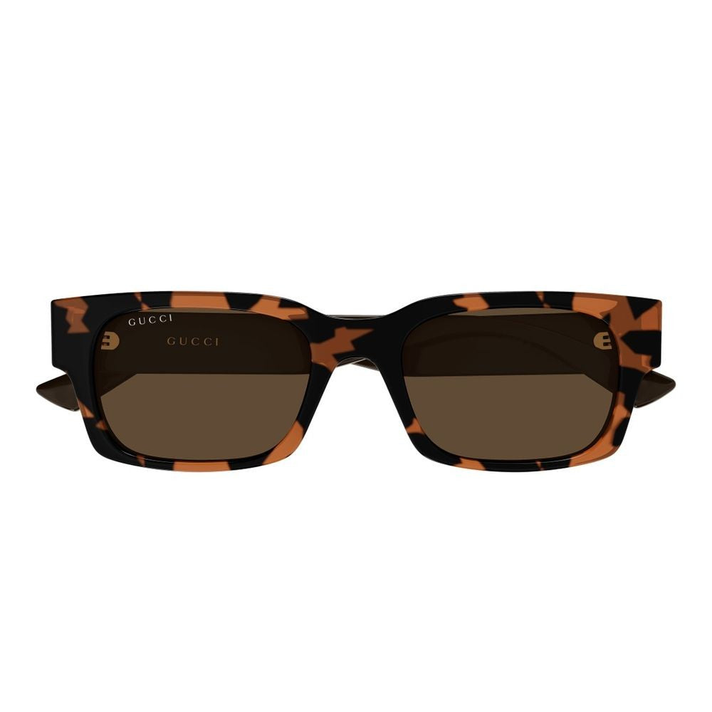 Gucci Bold Havana Rectangular Sunglasses With Gold Accents Gg2084s Linea Sigh