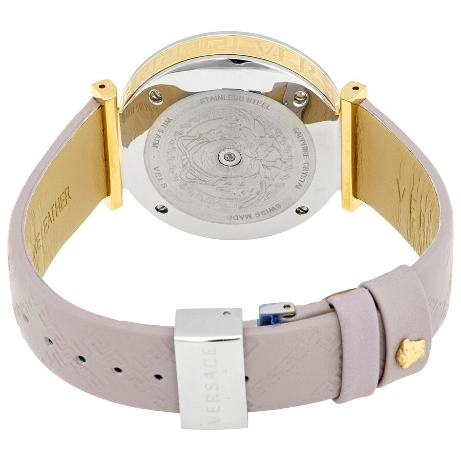 Versace Greca Logo 38Mm Women's Analog Watch With Blue Leather Strap