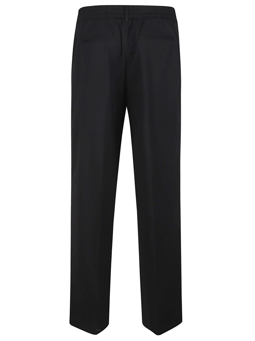 Pt Torino Black Lorenza Mid-Rise Virgin Wool-Blend Straight-Leg Pants