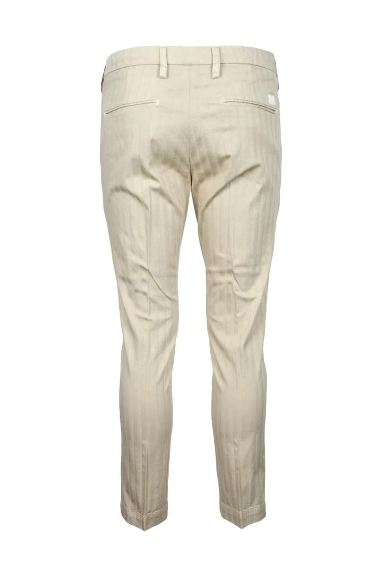 Entre Amis Beige Slim Fit Trousers With Vertical Stripe Pattern From Entre Amis