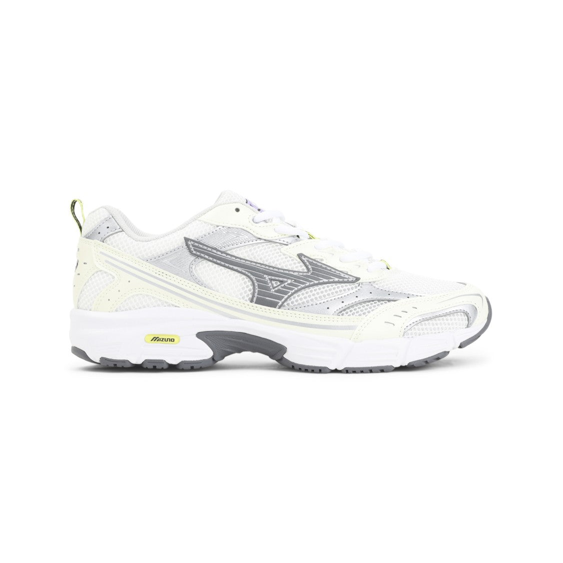 Mizuno Sporty White Sneakers With Silver Accents And Cushioned Sole