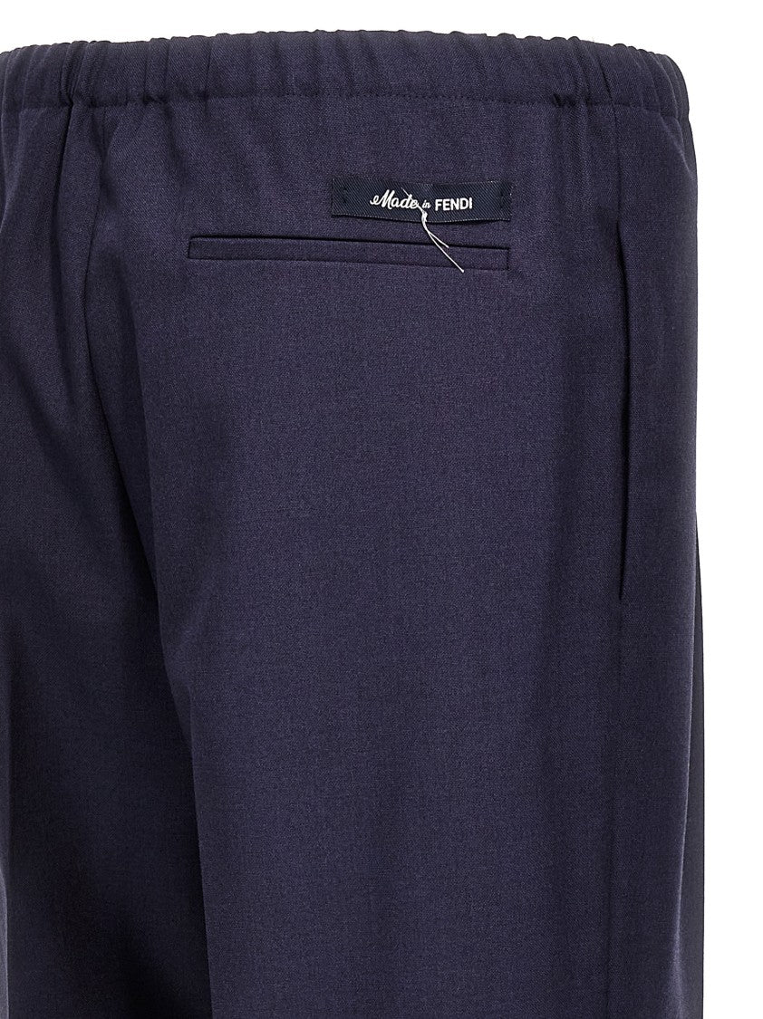 Fendi Black Wool Trousers With Elastic Waistband And Tailored Fit