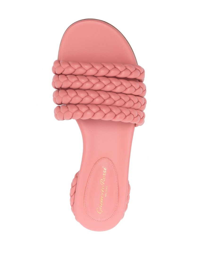 Gianvito Rossi Ischia Nappa Braided Leather Flat Sandals
