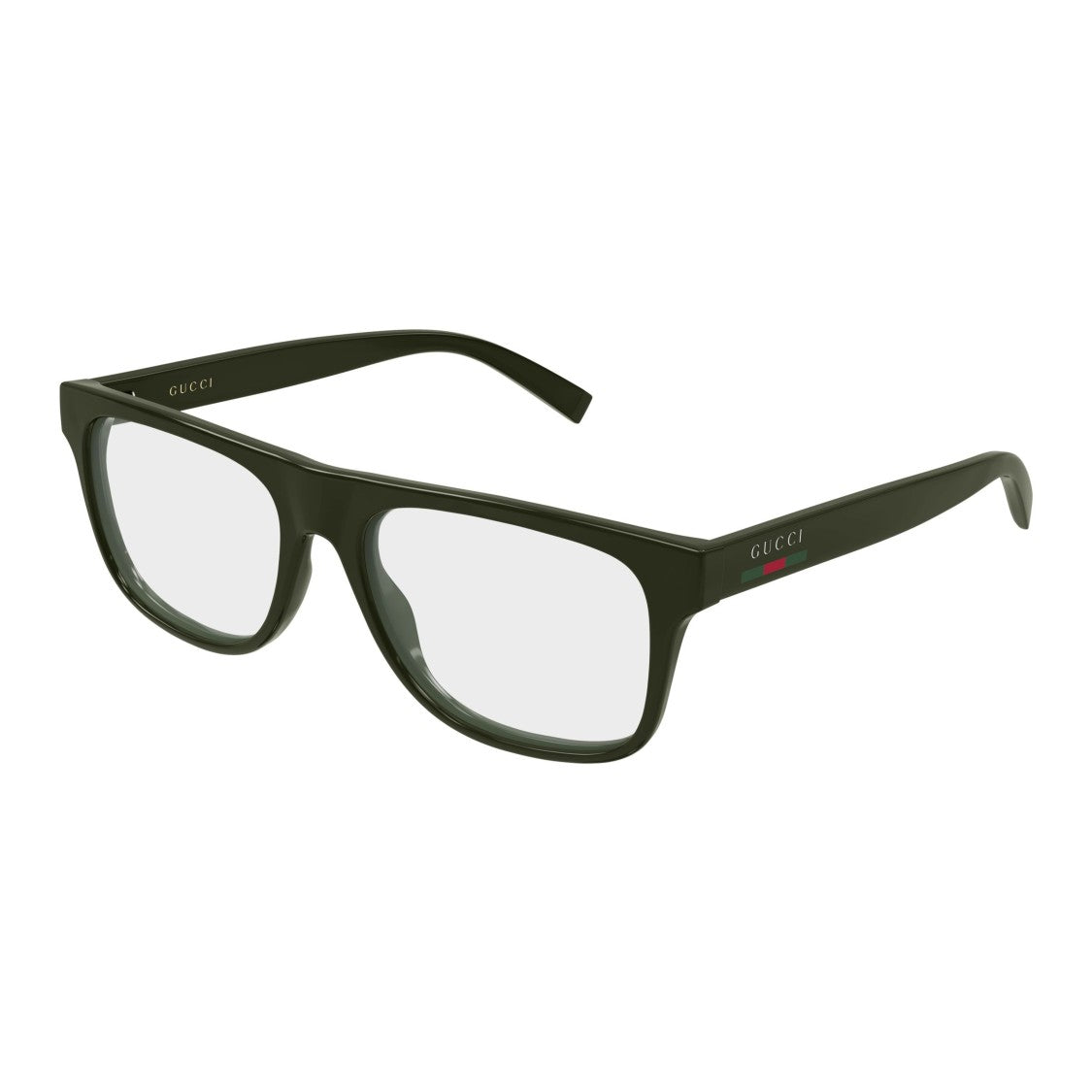 Gucci Bold Rectangular Frame Sunglasses With Glossy Finish
