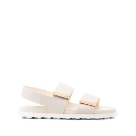 Tod's Minimalist Calf Leather Sandal With Textured Rubber Outsole