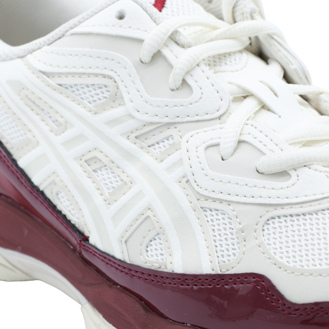 Asics White Mesh Maroon Patent Gel Sneakers