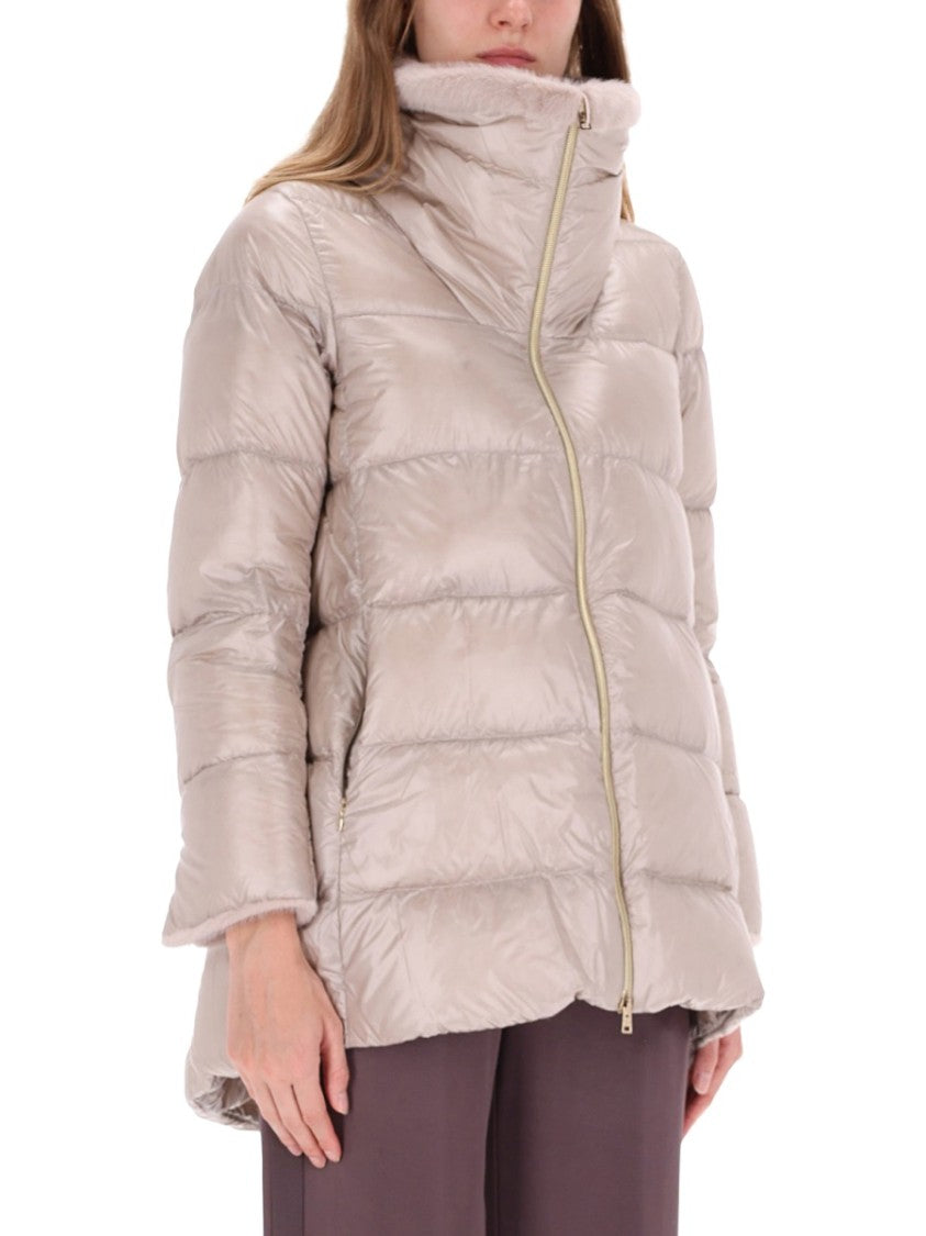 Herno Quilted Padded Multi-Color Sports Jacket With Asymmetrical Zip Closure