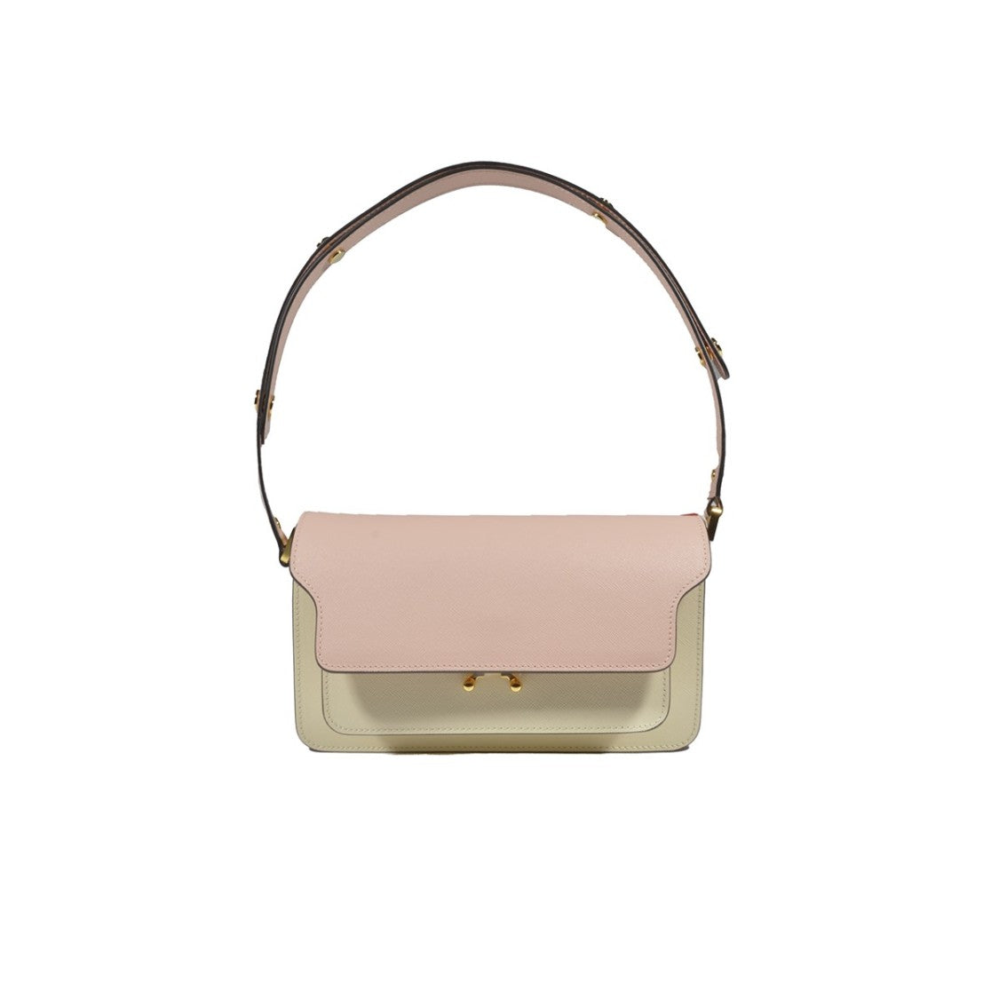 Marni Trunk Shoulder Bag In Pink And Ivory Leather