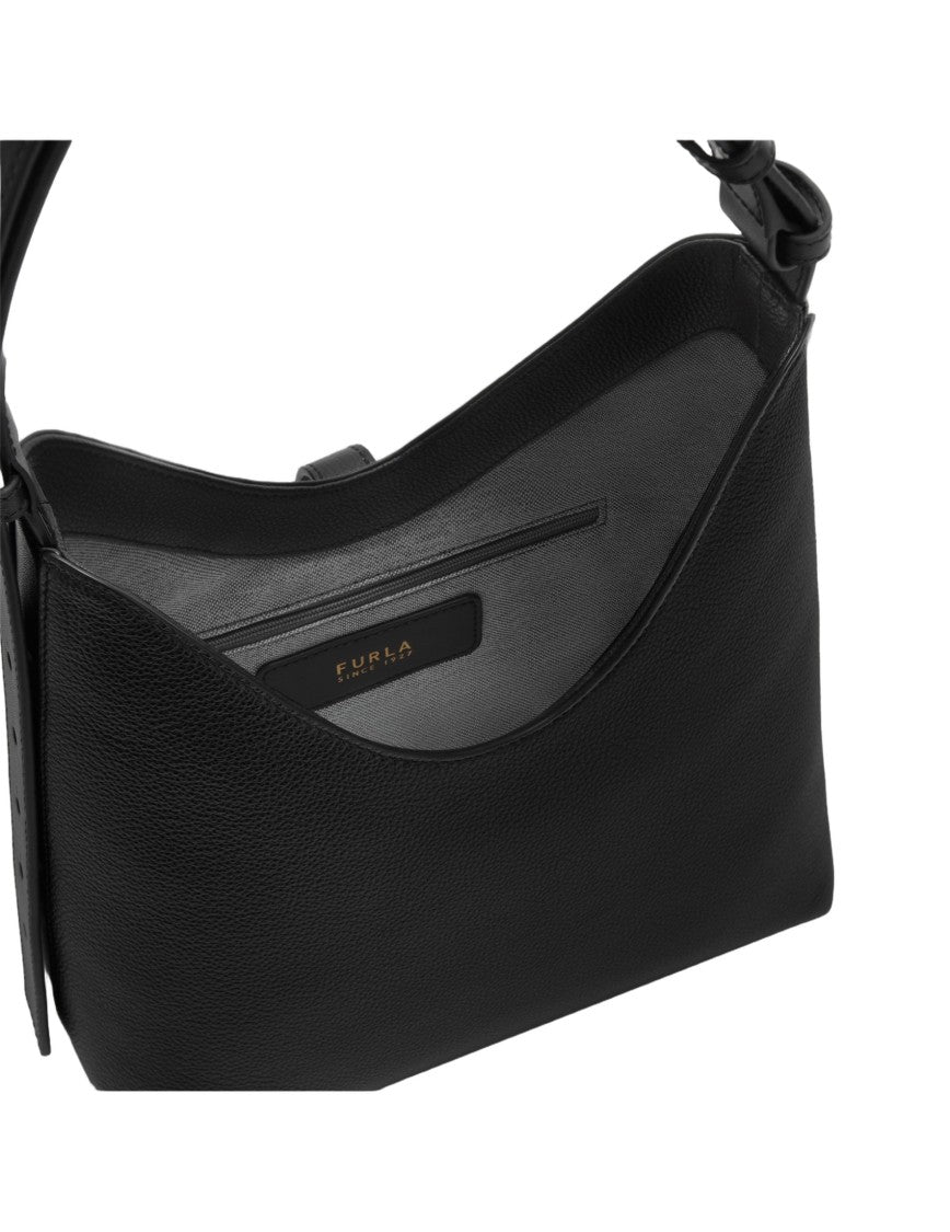 Furla Goccia S Leather Hobo Bag, Black
