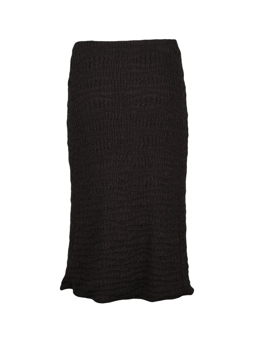 Jil Sander Brown Viscose Textured Elasticated Midi Skirt