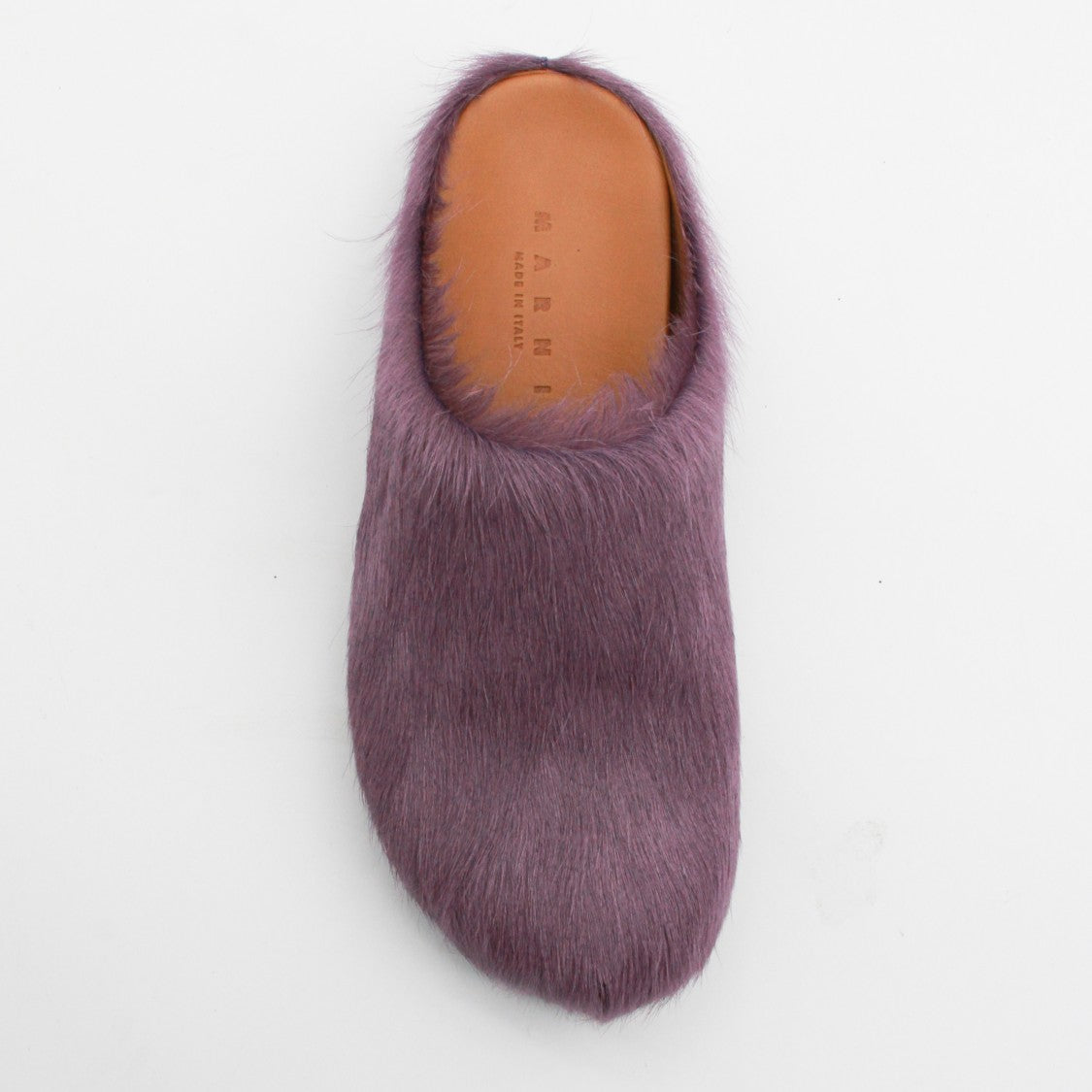 Marni Textured Fur Slip-On Mules With Rounded Toe