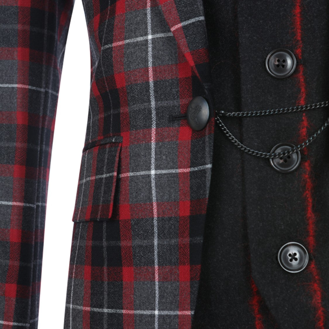Vivienne Westwood Charcoal And Red Check Virgin Wool Single-Breasted Blazer