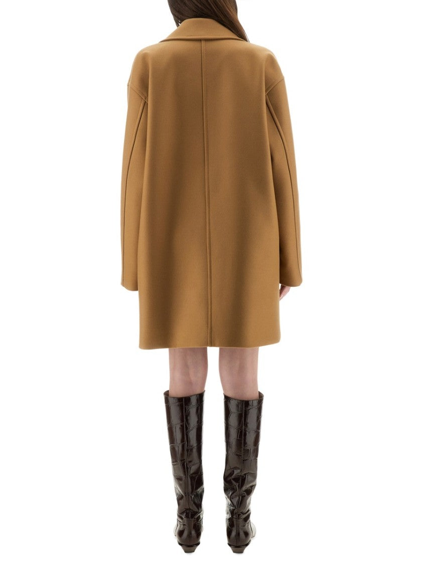 Moschino Double-Breasted Wool Coat With Wide Lapel