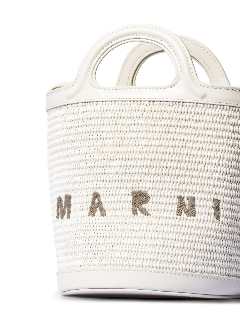 Marni Structured Handbag With Woven Texture And Leather Trim
