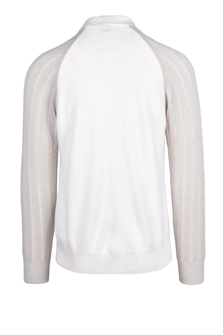Eleventy Cashmere Knit Polo - White/Beige