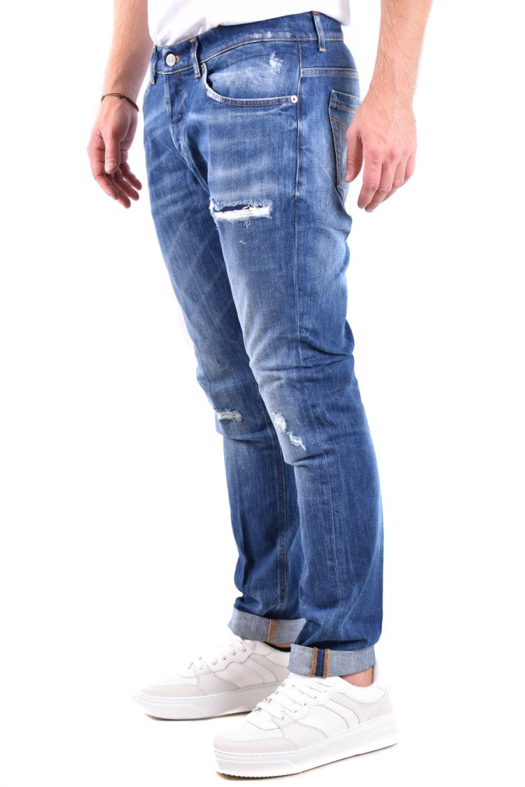 Dondup Distressed Blue Denim Slim Fit Jeans